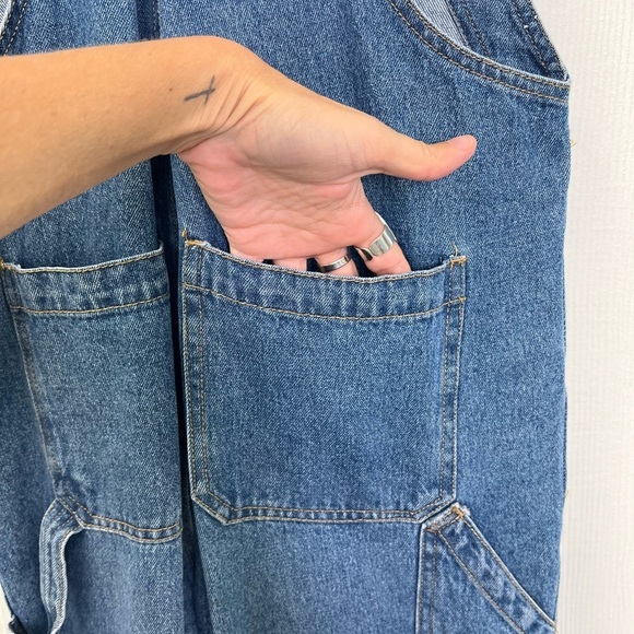 H&M - Relaxed Soft Blue Adjustable Straps Straight Leg Denim Overalls Size S - Picture 13 of 14